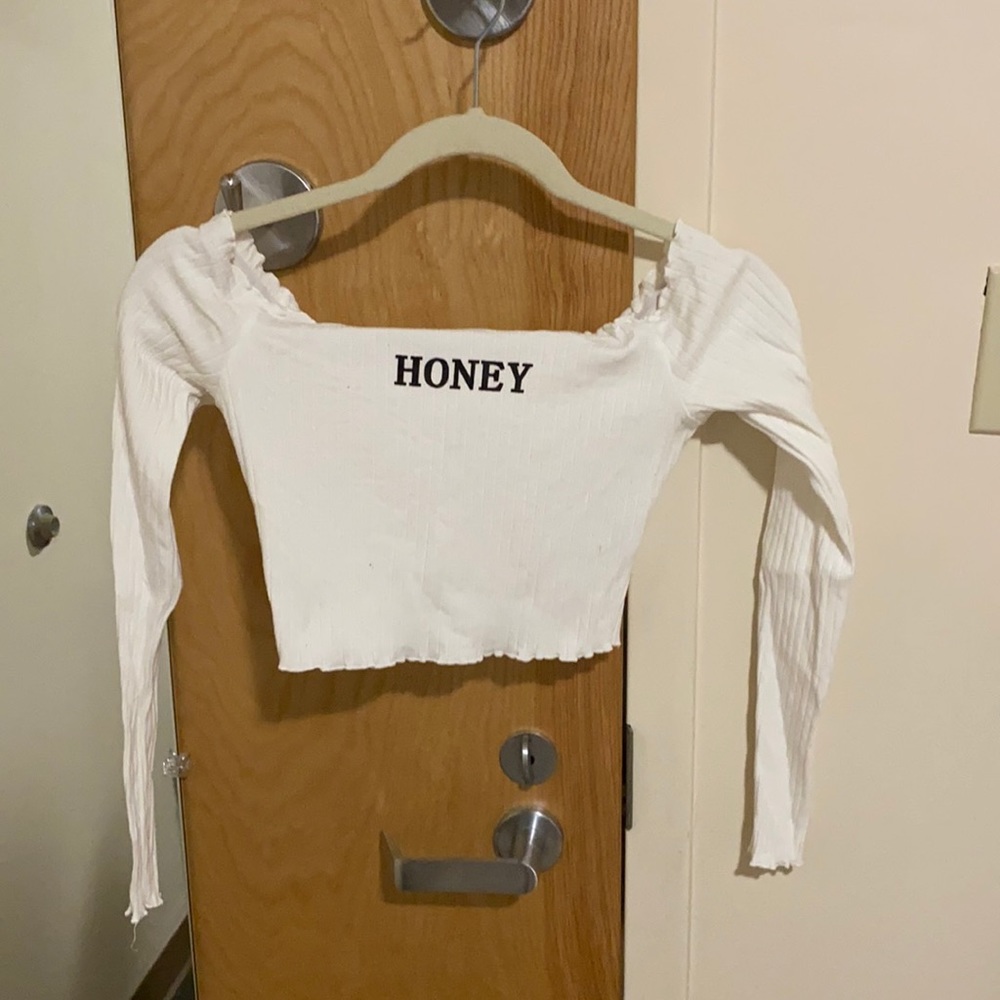 Shein Off the Shoulder “Honey” Long Sleeve